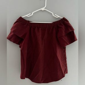 H&M Off-Shoulder Red Short-Sleeve Top